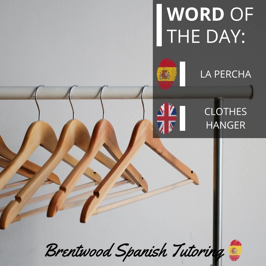 BWDSpanishTutor's tweet photo. Word of the day:
🇪🇸 LA PERCHA
🇬🇧 CLOTHES HANGER
👔 👕 👚 🧥 👘 🥼  👚 👔 👗 🩳  
#WordOfTheDay #WOTD #Español #LearnSpanish #Tutoring #Education #Language #PalabraDelDia #MFLInsta #MFL #AprenderEspañol #Learning #School #Brentwood #Shenfield #Essex #Spanish #Tutor #
 #Clothes https://t.co/t6POkpSoy6