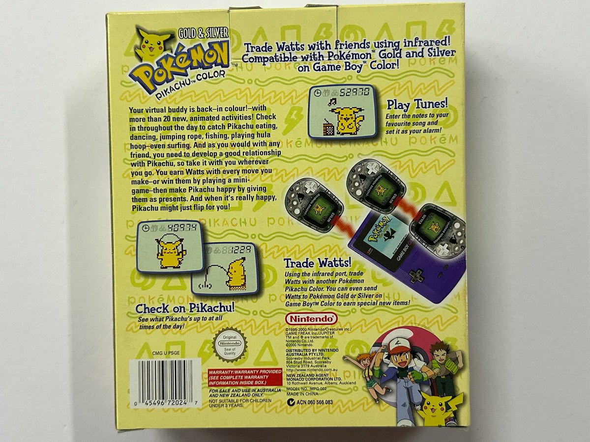 PikaStep's tweet photo. Some boxes are meant to be displayed forever. Holographic sheen, multi-language taglines, that chunky yellow silhouette on the front. The Pocket Pikachu is a nostalgic electronic game from Nintendo. Proof that great design can make you hear sounds you haven’t heard in decades. https://t.co/jqZSljSLRT