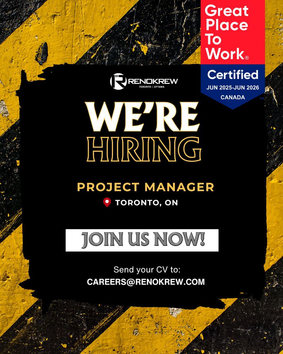 🚨 We’re Hiring! Update below 👇

Experienced Project Manager - Toronto, ON

If you:
✅ Know how to keep a project running smoothly, safely, and on schedule
✅ Embrace positive stakeholder relations and excellent communication 
✅ Can coordinate trades, tackle challenges, and