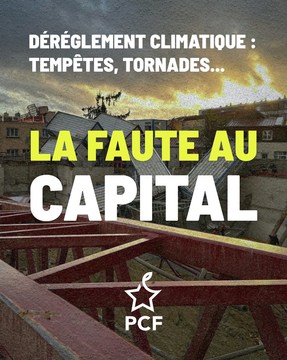 🌍 Tornades, tempête Benjamin : ce n'est pas la nature qui s'emballe, c'est le système capitaliste qui nous menace.

Les phénomènes météo extrême s’accélèrent, mais le gouvernement préfère aider ceux qui détruisent notre planète.

Il est temps de nommer les responsables.  👇