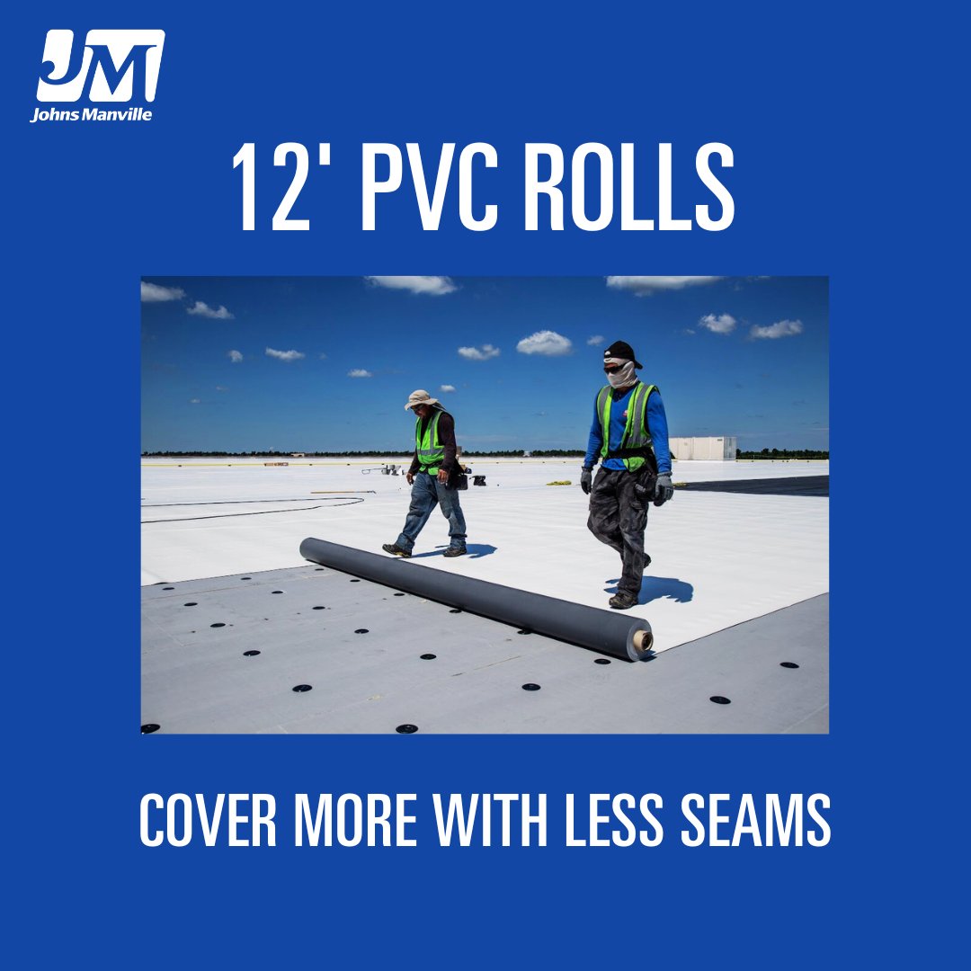 JMRoofingSystem's tweet image. JM is the only manufacturer to offer 12&apos; rolls of PVC straight off the line—no custom orders, no fuss. Just ready-to-go efficiency, built into every roll. Learn more about our PVC offerings here: jm.com/en/commercial-…