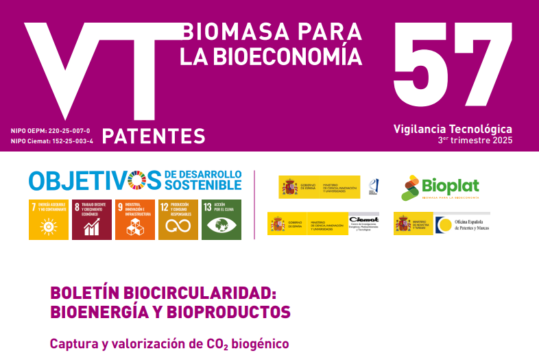 bioplat's tweet photo. Ya disponible el Boletín de Vigilancia Tecnológica del sector de la #BIOCIRCULARIDAD nº57 (Tercer Trimestre 2025), dedicado a las últimas patentes publicadas en el ámbito de la captura y valorización de CO₂ #biogénico.
https://t.co/lQ5qTZUiKD  @CIEMAT_OPI @OEPM_es https://t.co/XveEZ009Zt