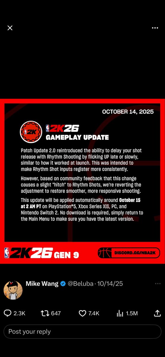 GamerzM2dm's tweet photo. I miss when y’all didn’t care about the community feedback , I remember when niggas got a game &amp; it had a glitch guess what it was glitch forever , now a days one person start crying y’all listen @Ronnie2K @Beluba @NBA2K  that patch sucks my shot never registers https://t.co/V2qpC6tD6U