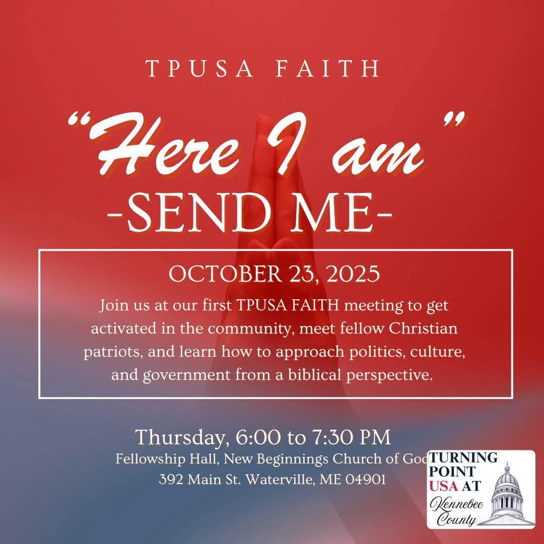 mainelyfree76's tweet image. We have two great events happening tonight in Maine, one in Waterville with @tpusafaith and the other in Union with @Bobby4Maine.
Sorry for the late notice 😁
#Maine
#MEpolitics