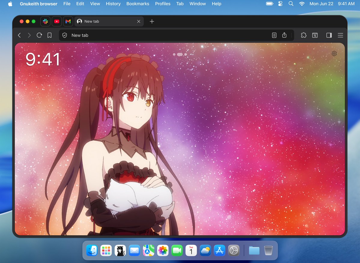 aguscruiz's tweet image. Ok, after all the yapping I finally caved and am trying the @gnukeith browser. It's seriously impressive! A little too many anime girls everywhere but I might be daily driving it