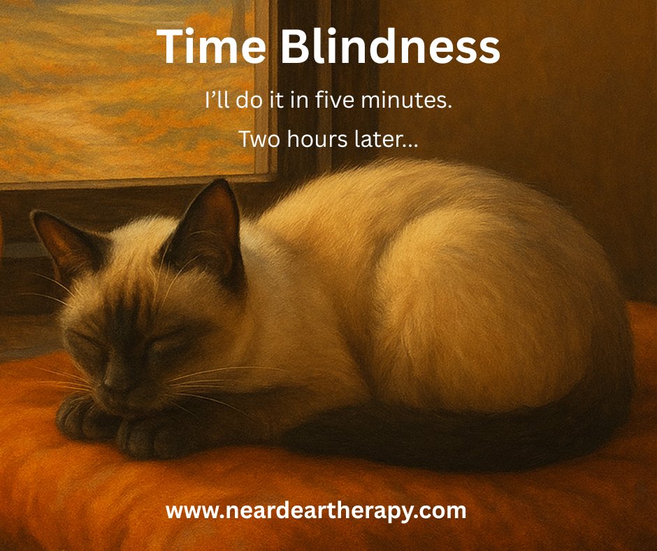 RatkovichAmy's tweet image. ADHD Awareness Month

ADHD time isn’t linear. It’s now or not now.
Tip: Make time visible. Use alarms, color-coded calendars, or time-blocked playlists.

#ADHDAwarenessMonth #TimeBlindness #ExecutiveFunction #ADHDTips

neardeartherapy.com