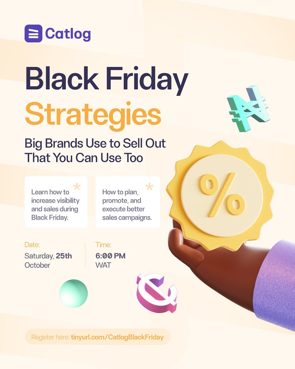 This Saturday we’re going to be sharing tips to help you define your Black Friday marketing strategy so you can sell out like the business you admire. 

Click the link to register and be a part of it 💜

luma.com/t9hpdbve