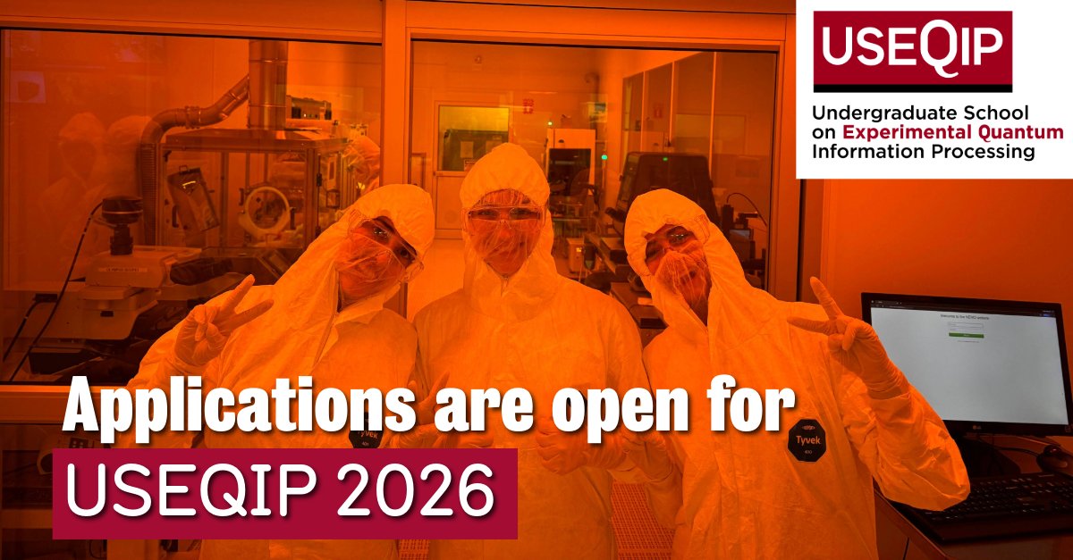 Institute for Quantum Computing (IQC) (@quantumiqc) on Twitter photo Applications are now open for USEQIP 2026 — IQC’s hands-on summer school in quantum information science and technology.
Learn from experts, experiment in our Quantum Explorations Space, and join students from around the world.
Apply by Jan 2, 2026 
uwaterloo.ca/institute-for-… Applications are now open for USEQIP 2026 — IQC’s hands-on summer school in quantum information science and technology.
Learn from experts, experiment in our Quantum Explorations Space, and join students from around the world.
Apply by Jan 2, 2026 
uwaterloo.ca/institute-for-…