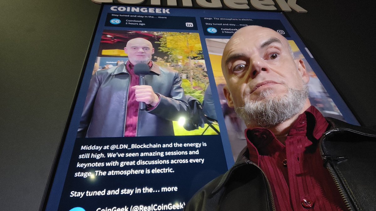 Jon Southurst 🚂 @1259 (@bitcoinsvtrain) on Twitter photo Inception selfie
@realcoingeek #CoinGeekatLDNblockchain #CoinGeekinLondon #CoinGeekatLDNblockchain25 Inception selfie
@realcoingeek #CoinGeekatLDNblockchain #CoinGeekinLondon #CoinGeekatLDNblockchain25