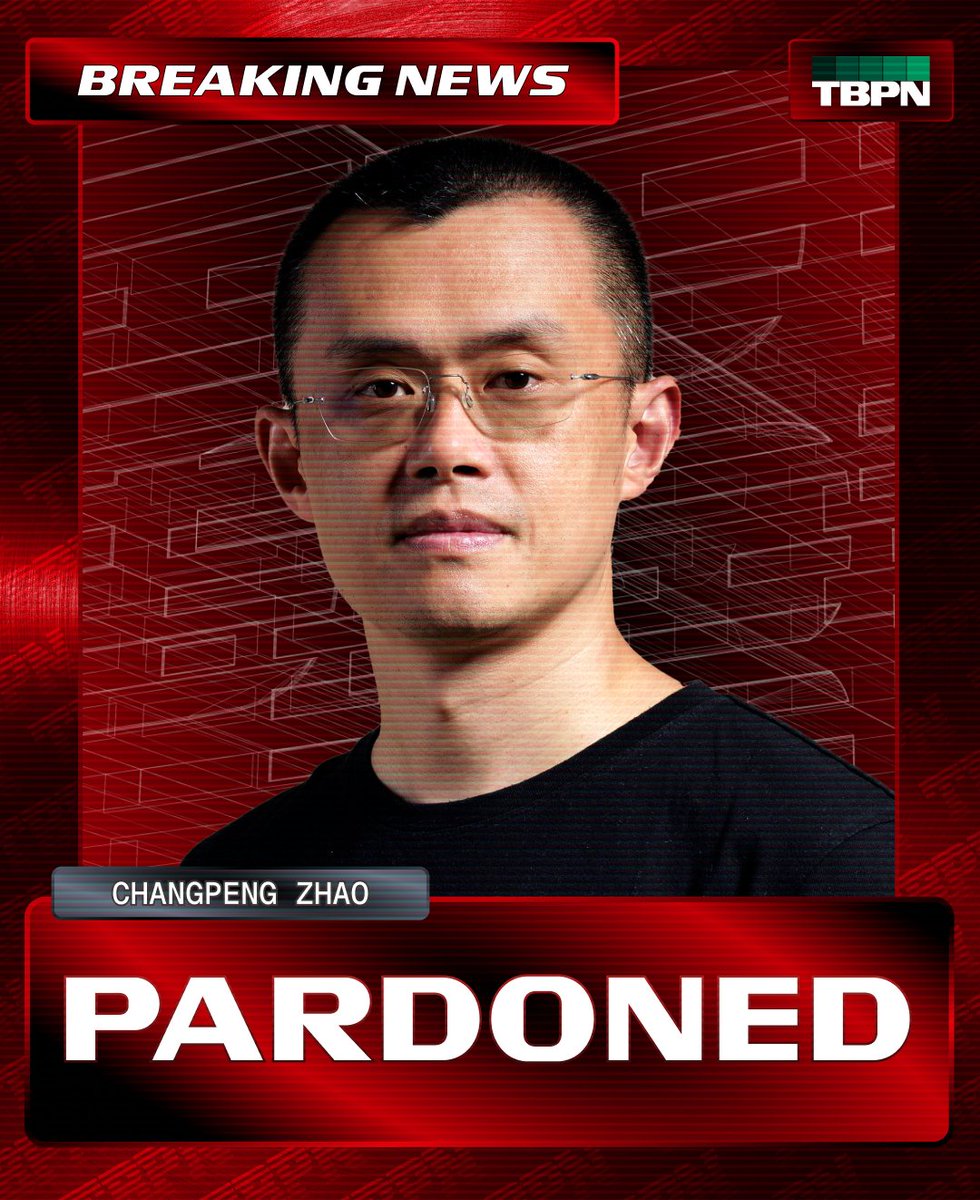 BREAKING: President Trump has pardoned @cz_binance https://t.co/X64ECfQqMw