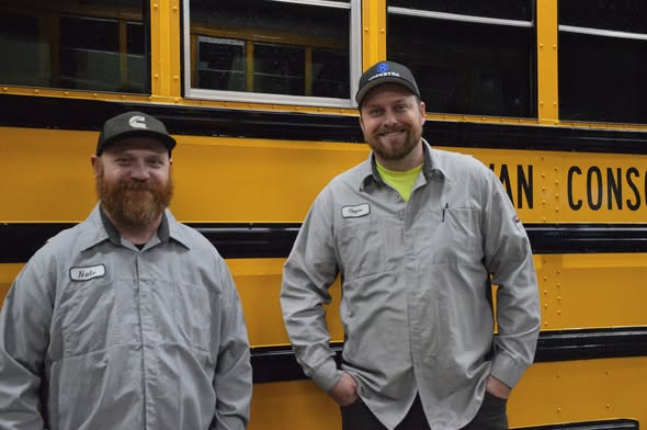 Brake for the Applause
Mattawan Receives 100% Bus Safety Inspection Rating!
Scoring a perfect 100% on the MSP bus safety inspection for the second consecutive year! This significant accomplishment is a direct reflection of our talented bus mechanics, Clayton and Nate.