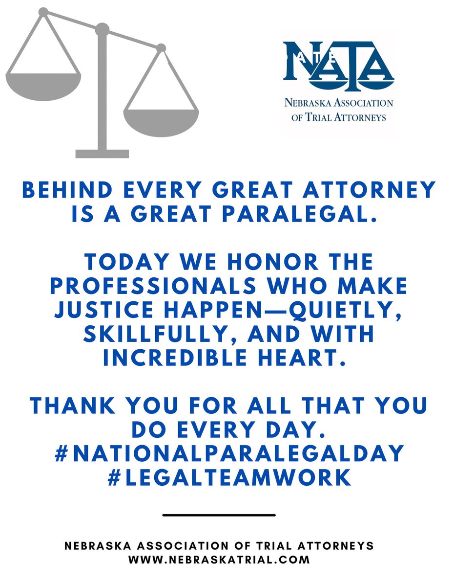 NETrialAttys's tweet image. Thank you to the great paralegals who work alongside Nebraska attorneys!