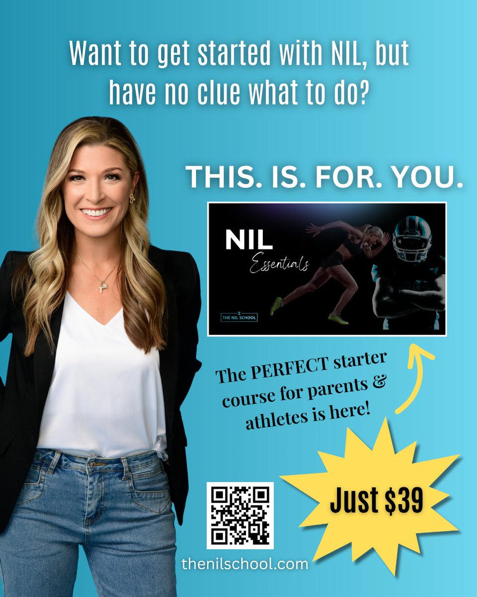 Parents — NIL can be confusing. I get it.  But there are things you NEED TO KNOW.

That’s why I created NIL Essentials, the perfect starter course for parents &amp; athletes to learn NIL, compliance, branding + more.

It’s just $39 — get instant access now at thenilschool.com