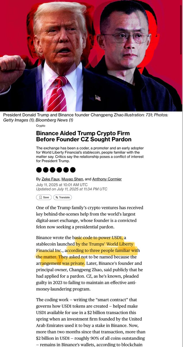 adamscochran's tweet image. This is DISGUSTING - even for Trump.
CZ admitted to sanctions violations. 
He had knowingly allowed groups like Hamas and Wagner to use Binance.
CZ then:
-Had Binance partner with Trump’s World Liberty Fi on their new stablecoin
-Partnered with Dominari Holdings (which…