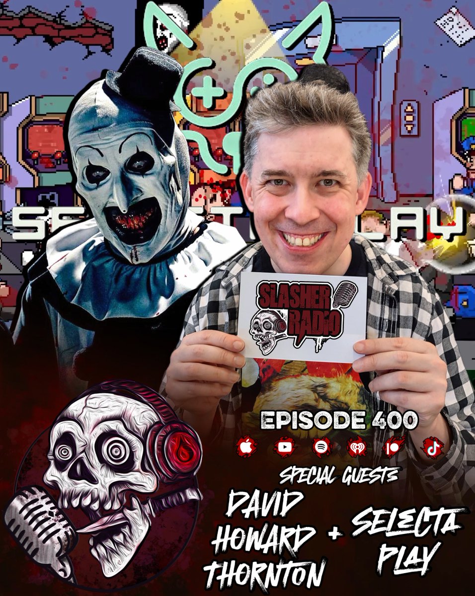 SlasherRadio's tweet image. ART THE CLOWN David Howard Thornton &amp;amp; Alex from Selecta Play ARE HERE!

We Talk:
-@TerrifierGame 
-Art the Clown in @Fortnite 
-#HHN2025 
-Terrifier 4
-Terrifier x #DeadbyDaylight 
-Playing The Joker &amp;amp; SO MUCH MORE!

🎧Listen/Watch
linktr.ee/SlasherRadio
youtu.be/tHOZCHMw7lo