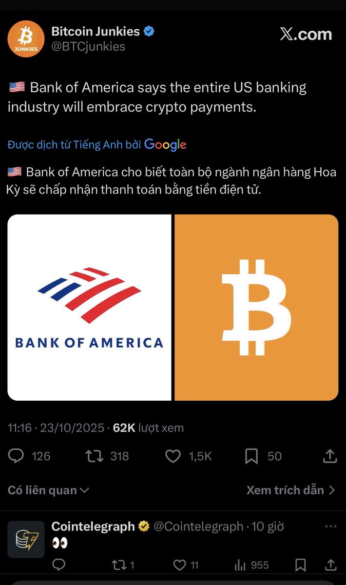 huavancuong1507's tweet photo. 🇺🇸 Bank of America cho biết toàn bộ ngành ngân hàng Hoa Kỳ sẽ chấp nhận thanh toán bằng tiền điện tử.

#QuantumPiNexus https://t.co/VhV4YEksgE