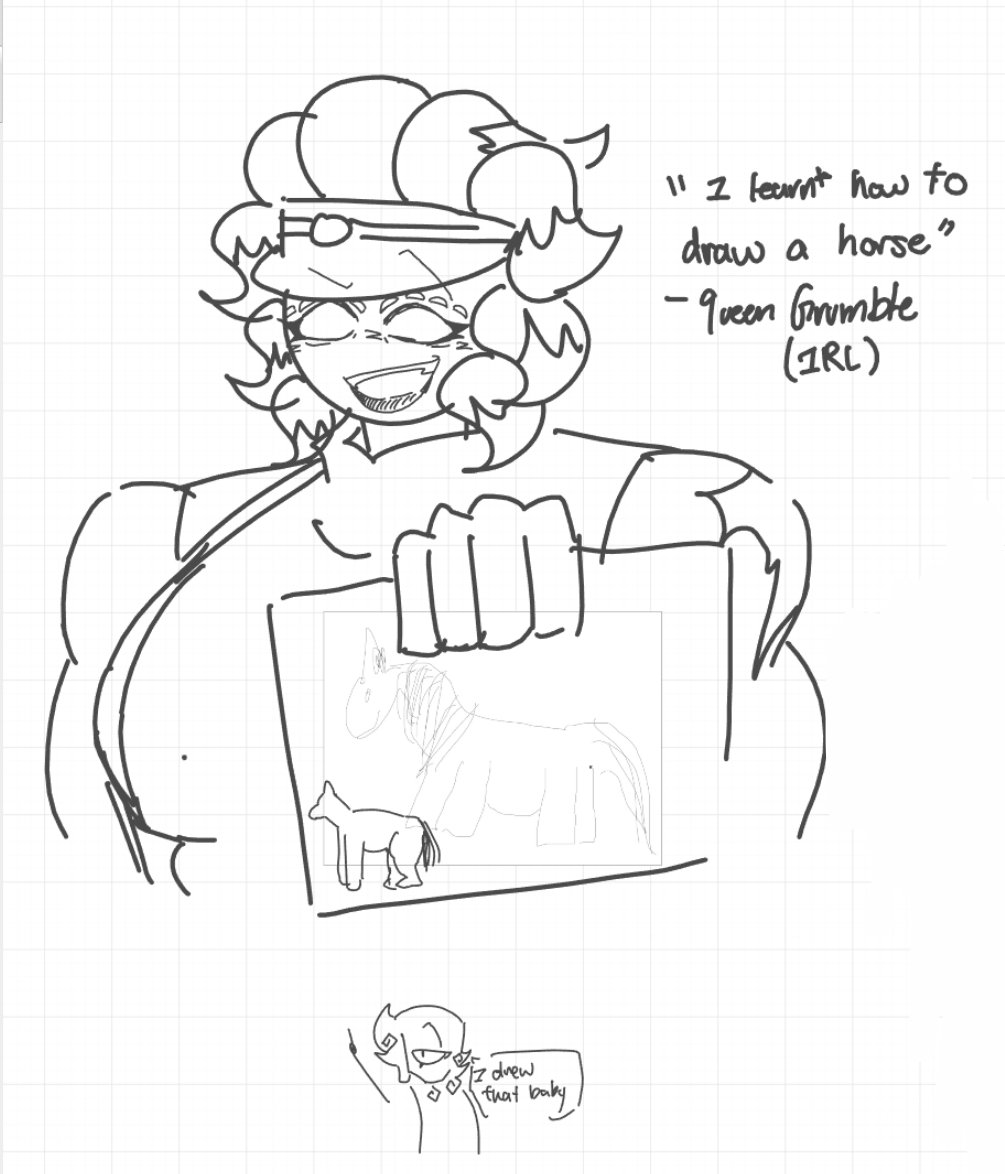 K00z3rz's tweet photo. Here have this very impressive art of the ✨Queen✨ drawing a horse for the very first time (yes ts is her actual drawling, BE NICE.) (Also ignore me down there)
#queengrumble #Doors #doorsroblox #doorsfanart #doorsfloor2 https://t.co/Zzsow6xjT1