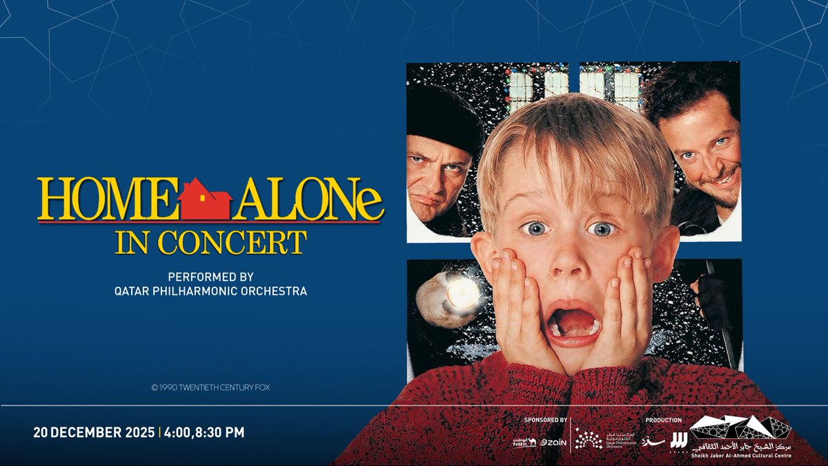 بمناسبة احتفالات العام الجديد، نقدم للمرة الأولى في الكويت، أحد أبرز كلاسيكيات موسم الأعياد «وحيد في المنزل- الحفل الموسيقي»، الذي يتضمن عزفًا حيًا لموسيقى الفيلم أداء أوركسترا قطر الفيلهارمونية مع عرض كامل للأحداث على شاشة خلفية ضخمة.

#JACC