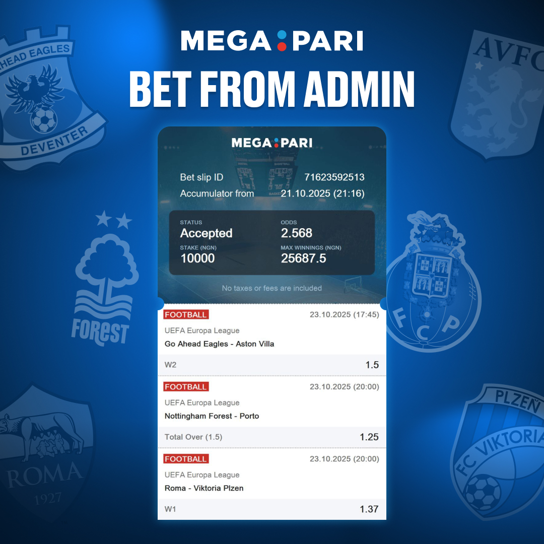 megapari_ngr's tweet image. 🔥 The Admins have dropped their Europa League picks! 💥

Will you follow the experts or trust your gut and pass? 👀⚽️

💸 Bet smart, win big — only on MEGAPARI! megapari.media/4qmiQlc

#Megapari #EuropaLeague #BetFromAdmin #BetSmartWinBig