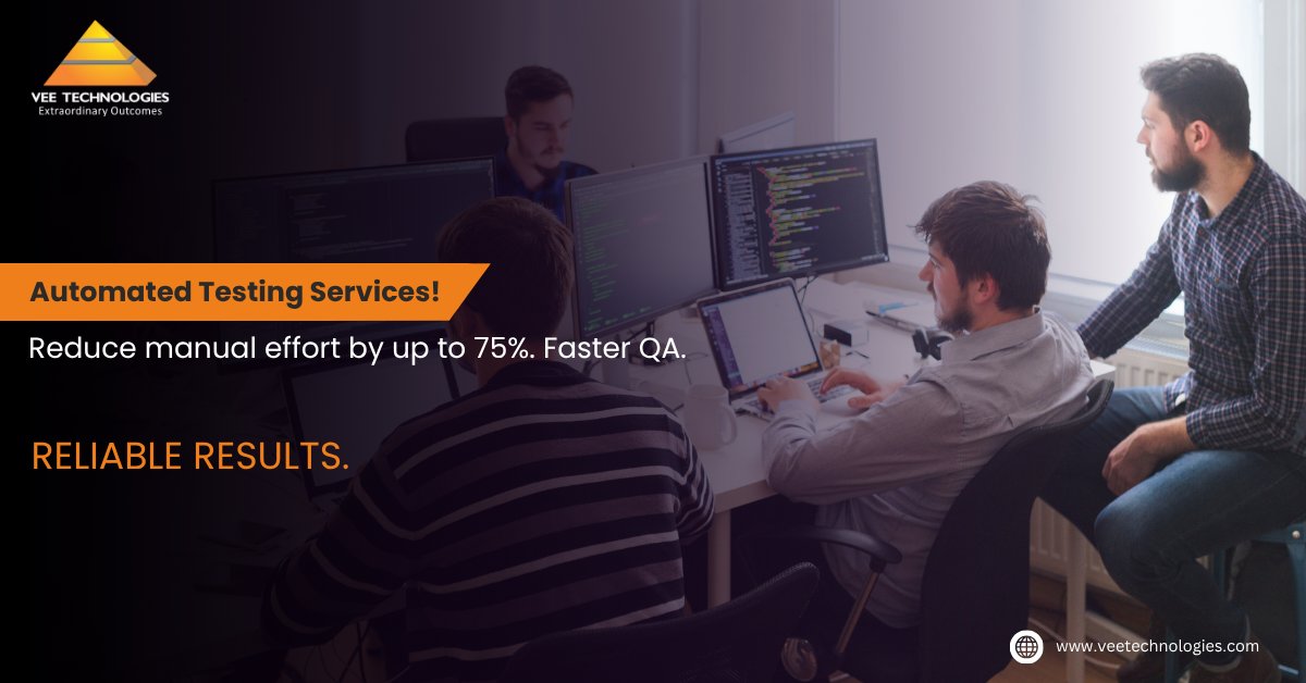V_technologies's tweet image. Manual testing takes too long? Our automated testing services reduce effort by up to 75% and improve release timelines.
Learn more or reach out to our experts - veetechnologies.com/services/it-se…
#AutomatedTesting #SoftwareTesting #QualityAssurance #SoftwareDevelopment