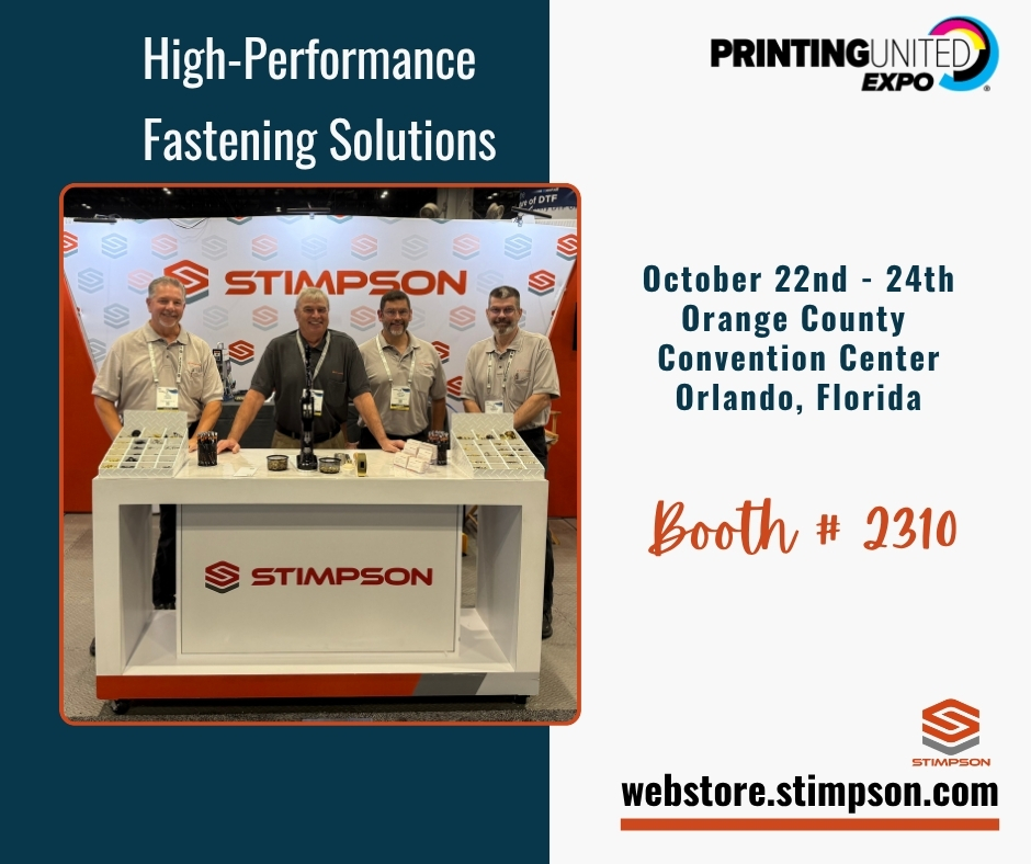 StimpsonCo's tweet image. 🌟 Day 2 at #PrintingUnitedExpo! Visit booth 2310 to meet Bill, Art, Keith, &amp;amp; Mike. Explore cutting-edge grommet, washer, snap, and eyelet solutions! ow.ly/rfb050Xgneb #printindustry #fasteningsolutions #grommets #washers #snaps #eyelets