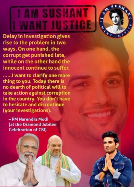 Poonam 🦋🇺🇸🇮🇳 (@itsppp4747) on Twitter photo .<a href="/narendramodi/">Narendra Modi</a> .<a href="/AmitShah/">Amit Shah</a> .<a href="/CBIHeadquarters/">Central Bureau of Investigation (India)</a>
Its NOT okay to:
-make victims family suffer for yrs
-ignore plea of millions
-blame victims who died brutally
If this is not corruption what is?
What a let down by a premier agency❤️🔥
CBI File SSRCase ChargeSheet
#ArrestRheaChakraborty .<a href="/narendramodi/">Narendra Modi</a> .<a href="/AmitShah/">Amit Shah</a> .<a href="/CBIHeadquarters/">Central Bureau of Investigation (India)</a>
Its NOT okay to:
-make victims family suffer for yrs
-ignore plea of millions
-blame victims who died brutally
If this is not corruption what is?
What a let down by a premier agency❤️🔥
CBI File SSRCase ChargeSheet
#ArrestRheaChakraborty