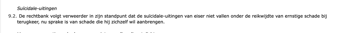 Groot verschil in oordeel of overdracht naar veilig Eur. land ivm suïcide men in Ned. kan blijven en prejudiciële vragen stelt. In praktijk dus wel art 17. Zinloos omdat er geen recht op asiel is. 3 jaar geeft ook geen soelaas in deze zaken.
<a href="/RechtspraakNL/">Rechtspraak</a>
uitspraken.rechtspraak.nl/details?id=ECL…
