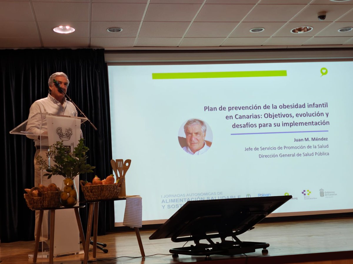 CanSaludable's tweet image. &quot;Plan de Prevención de la Obesidad Infantil en Canarias: objetivos, evolución y desafíos para su implementación&quot; impartido por Juan Manuel Méndez Pérez, Jefe de Servicio de Promoción de la Salud #DGSP,  en las I Jornadas Autonómicas de Alimentación Saludable y Sostenible.