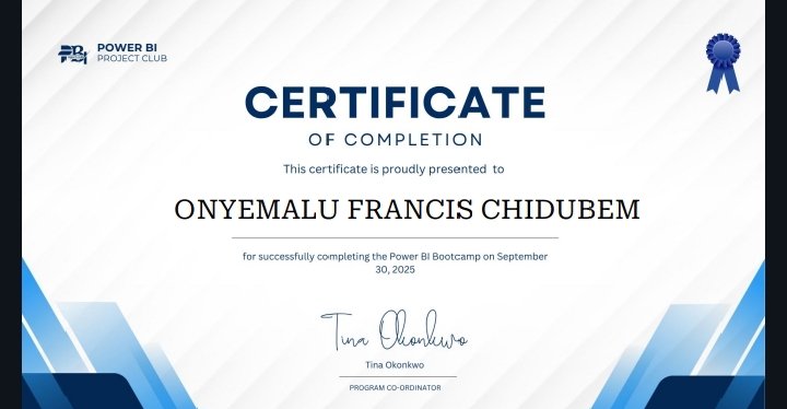 CiscoVin's tweet image. 🎉 Just completed my Power BI Bootcamp and earned my certificate! 📊✨
Started with zero background in data analysis, but it’s been an amazing journey learning how to turn data into insights.
Huge thanks to the coordinator @Rita_tyna for the guidance! 🙏
#PowerBI #DataAnalytics