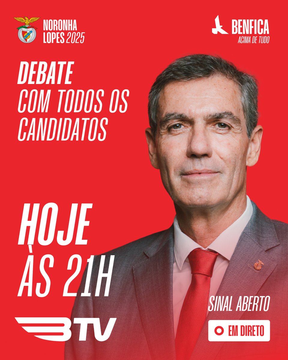 Hoje, às 21h, vou estar na BTV para debater com todos os candidatos à Presidência do Sport Lisboa e Benfica.

Será um momento fundamental para reforçar o meu projeto de mudança para o nosso Clube e explicar aos Benfiquistas a importância do voto na Lista F.

O futuro do Benfica