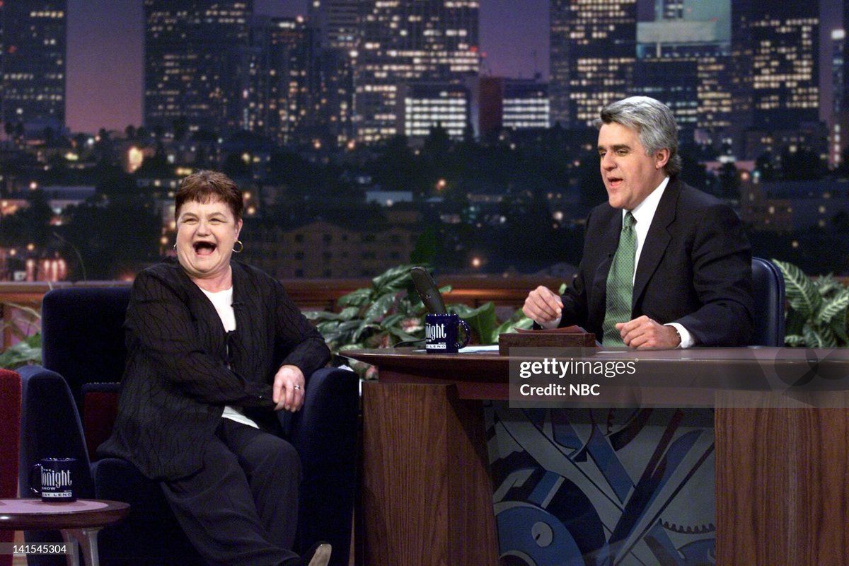Reality television personality Maureen Rees during an interview with host  Jay Leno (1999), image size:1200x800