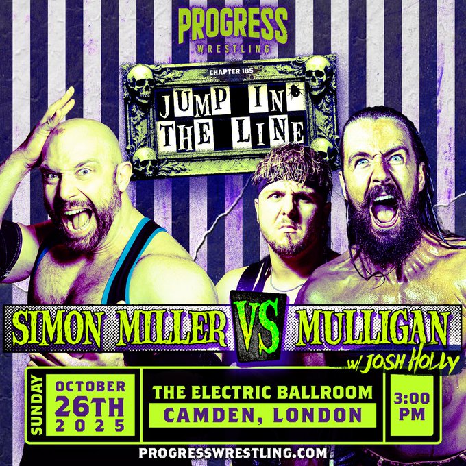 GWPodcastUK's tweet image. 💪 Simon Miller vs Mulligan (DEBUT!)

Josh Holly's got jokes. He's lined up Simon's tallest challenge yet - the debuting Mulligan.

Holly claims he wants a laugh at Miller's expense. Will he get it, or will Simon give that a firm 👎?

#JumpInTheLine #Chapter185 #ThisIsPROGRESS