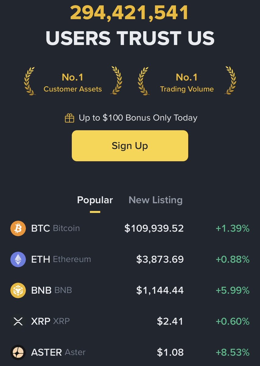This is what people see when they open the Binance homepage 

$ASTER Coded.