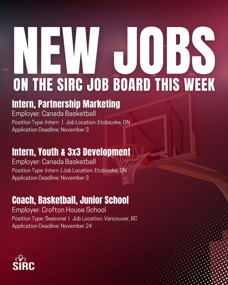 🏀 Ready to take your shot at a career in basketball? New roles on the SIRC Job Board offer a chance for you to grow the game and build your future in Canadian sport. Apply now 👉 sirc.ca/careers/