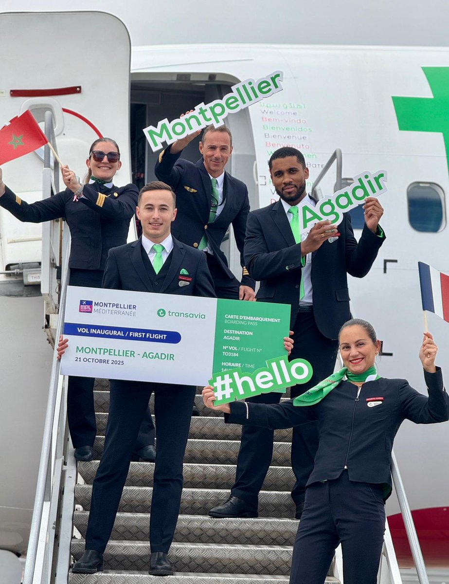 transaviaFR's tweet image. Un aller simple vers le soleil ! ☀️🇲🇦
Découvrez en images l'inauguration de nos 2 nouvelles lignes :

Montpellier ✈️ Agadir
Rennes ✈️ Agadir

Merci aux équipages 💚