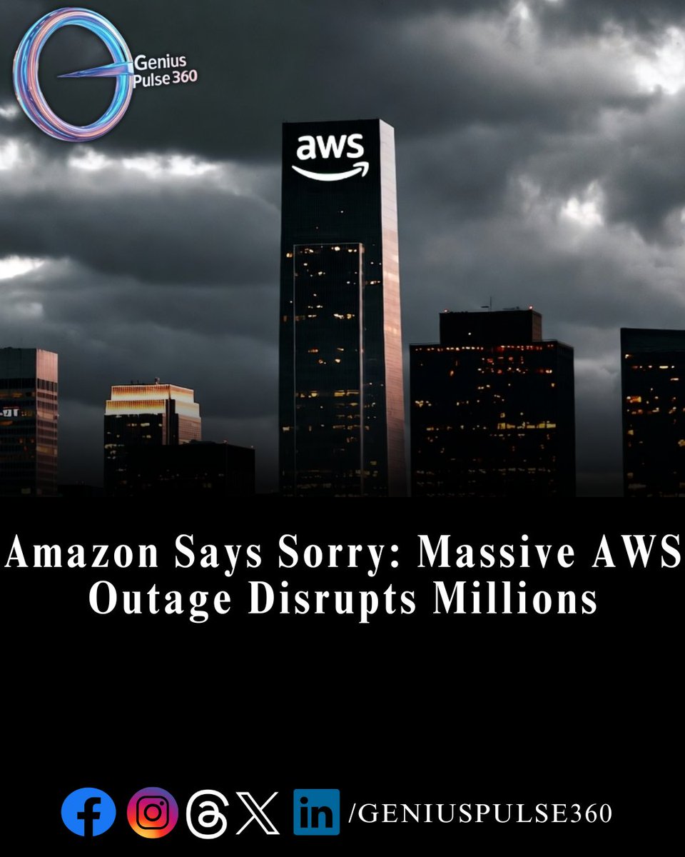geniuspulse360's tweet image. Amazon has issued a public apology after a major outage at Amazon Web Services (AWS) disrupted services worldwide — highlighting just how much we rely on a few cloud providers for critical infrastructure.
#CloudComputing #AWS #TechInfrastructure #BusinessContinuity #DigitalRisk