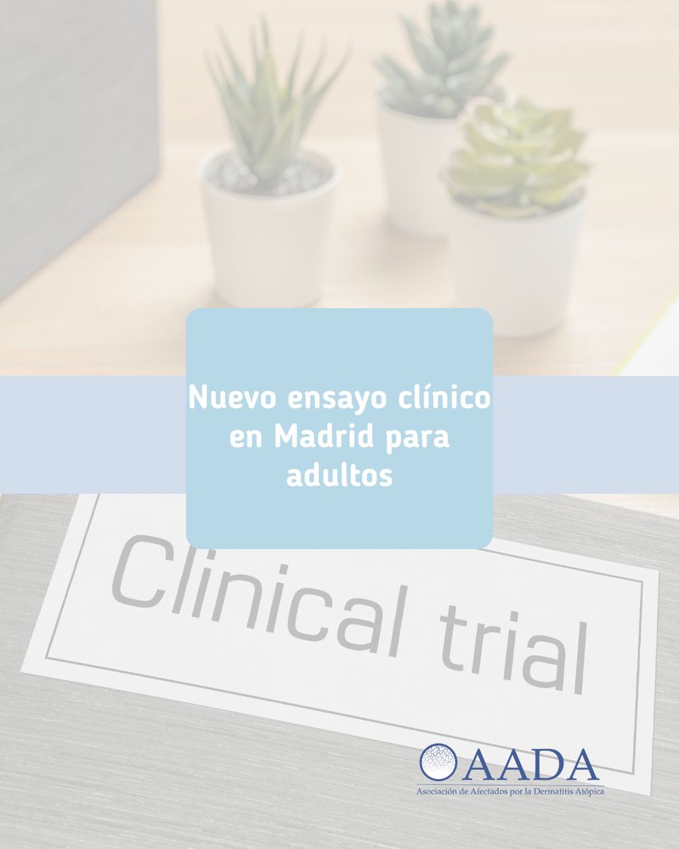 ¡Buenas noticias!
Nos han escrito nuevamente para informarnos de un nuevo ensayo clínico en Madrid dirigido a adultos con dermatitis atópica generalizada. 🙌

Si estás interesado en participar o conocer más, puedes acceder al formulario desde el link en la bio ✨