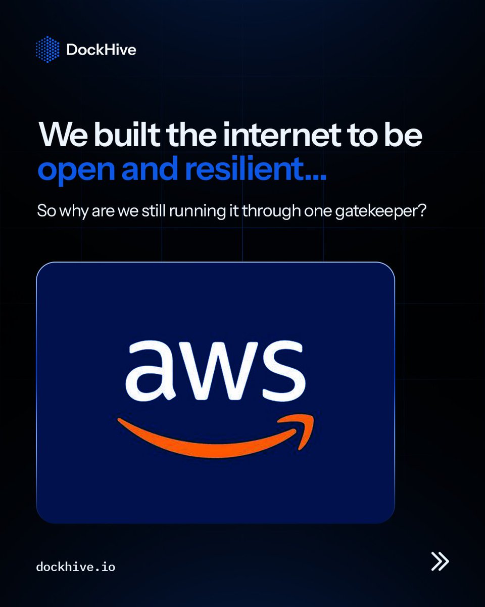dockhive's tweet image. The internet was built to be open, not owned.
Centralized clouds = centralized risk.
One outage can break the world.
The future is decentralized compute.
Powered by everyone, owned by no one. dockhive.io
#DePIN #Web3 #DecentralizedCloud
