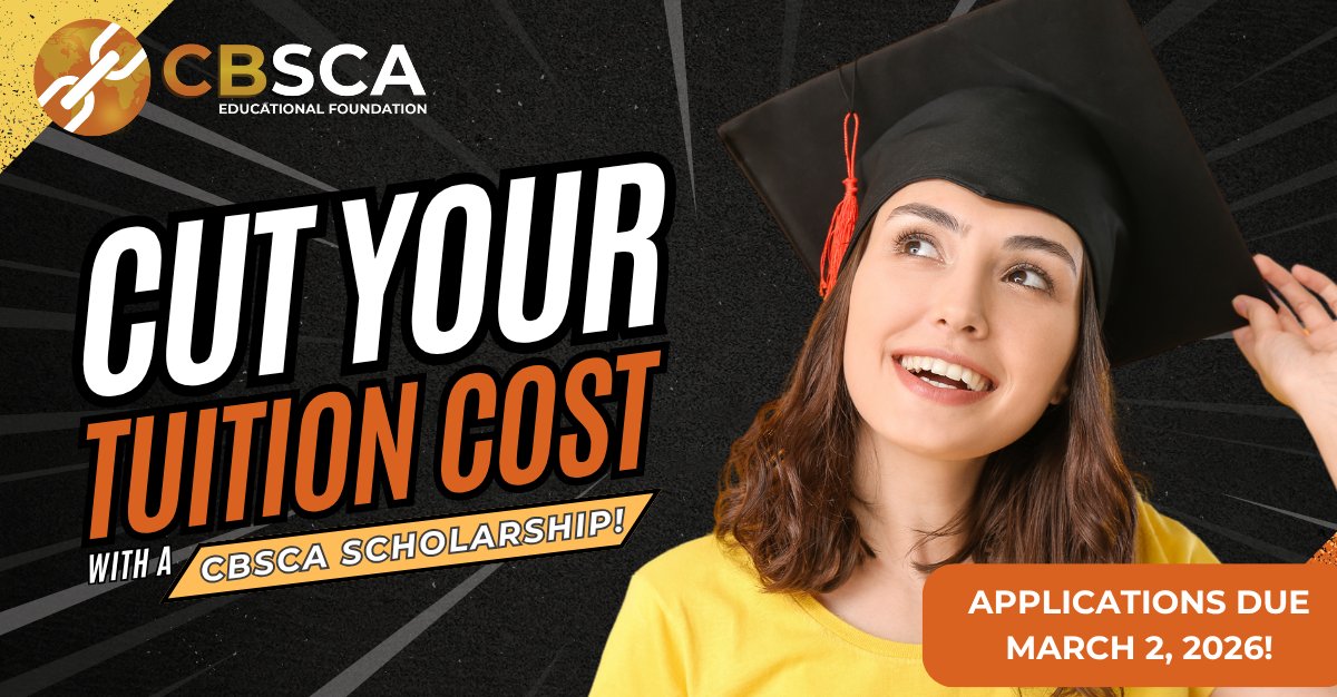 🎓 The 2026 CBSCA Scholarship is now open! Those employed by a CBSCA member company, their children or those enrolled in an undergraduate industrial distribution degree program are eligible to apply. 

Learn more and apply: bit.ly/CBSCAScholarsh…

#Scholarship #Education