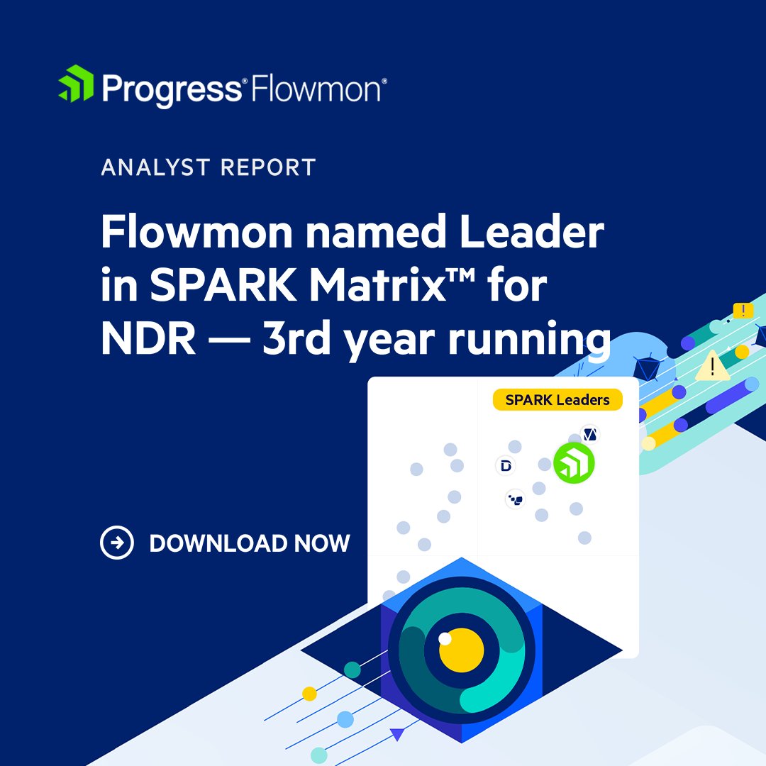 FlowmonNet's tweet image. 🛡️ Big news! Flowmon is a 3x Technology Leader in NDR per the 2025 SPARK Matrix™️.
Download the report to know NDR market trends 👉 prgress.co/48IlRGn 
#Cybersecurity #NDR #Flowmon #SPARKMatrix