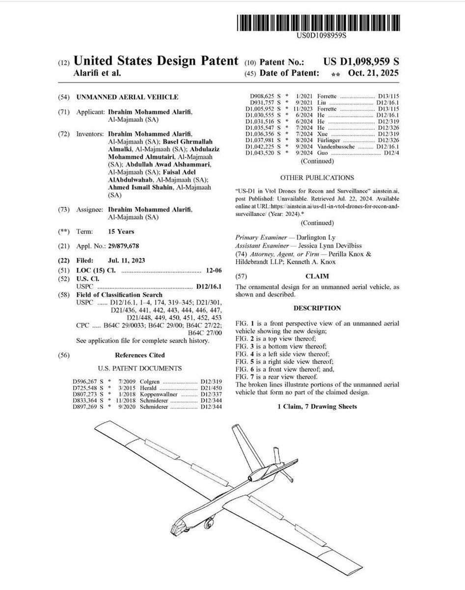 ce_mu_'s tweet image. تبارك كلية الهندسة لقسم الهندسة الميكانيكية والصناعية حصول طلابها على براءة اختراع من مكتب براءات الاختراع الأمريكي عن تصميم طائرة بدون طيار بإشراف الدكتور إبراهيم العريفي، ويأتي هذا الإنجاز دليلًا على تميز طلاب الكلية في الابتكار والإبداع في مجالات الهندسة المختلفة.