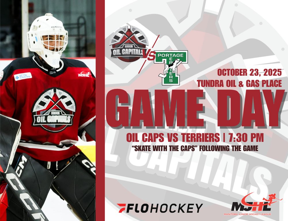 🚨OIL CAPS GAME DAY🚨

The Caps hit the ice TONIGHT at home vs the Portage Terriers.

Skate with the Caps will happen immediately following tonights game!!⛸️

🆚 Portage Terriers
📍Tundra Oil &amp; Gas Place - Virden, MB
🕐 7:30pm puck drop 
📺 FloHockey

GO CAPS GO
#mjhlhockey