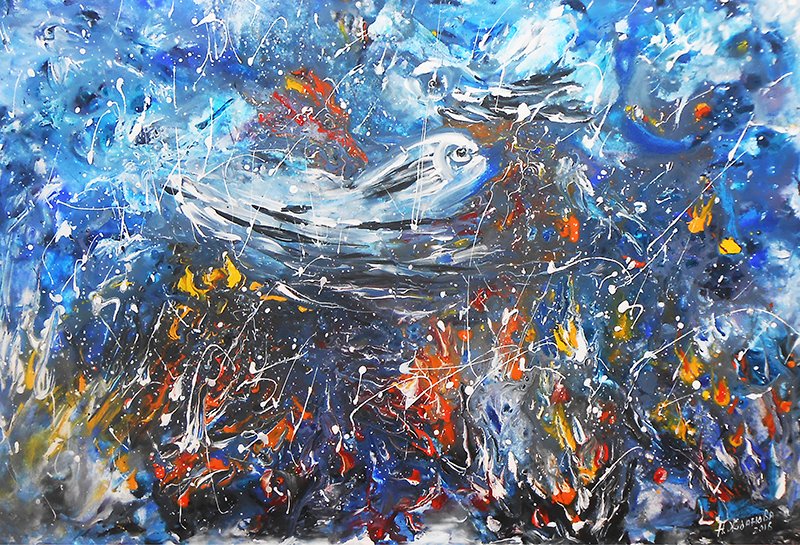 Abstract painting Underwater 
acrylic on paper.  Sold.
#art #traditional #ArtTwitter