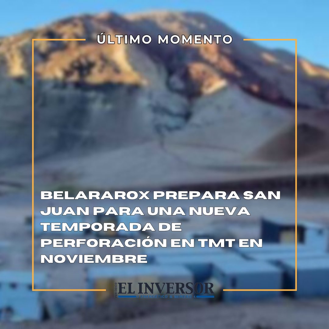 ⛏️ Belararox se prepara para una nueva campaña de perforación en San Juan. 

🔗 elinversorenergetico.com/belararox-prep…

#Belararox #SanJuan #Minería #Cobre #Oro #Exploración #Inversión #MineríaArgentina