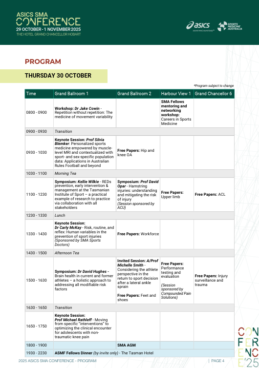 SpringbokTech's tweet image. 𝗗𝗼𝗻'𝘁 𝗺𝗶𝘀𝘀 𝘂𝘀 𝗮𝘁 𝗦𝗠𝗔 𝟮𝟬𝟮𝟱!
Sports Medicine Australia kicks off next week, October 29–November 1, in Hobart. The event features world-renowned speakers, including Springbok Co-Founder and CSO Dr. Silvia Blemker, who will present on 𝗣𝗲𝗿𝘀𝗼𝗻𝗮𝗹𝗶𝘀𝗲𝗱…