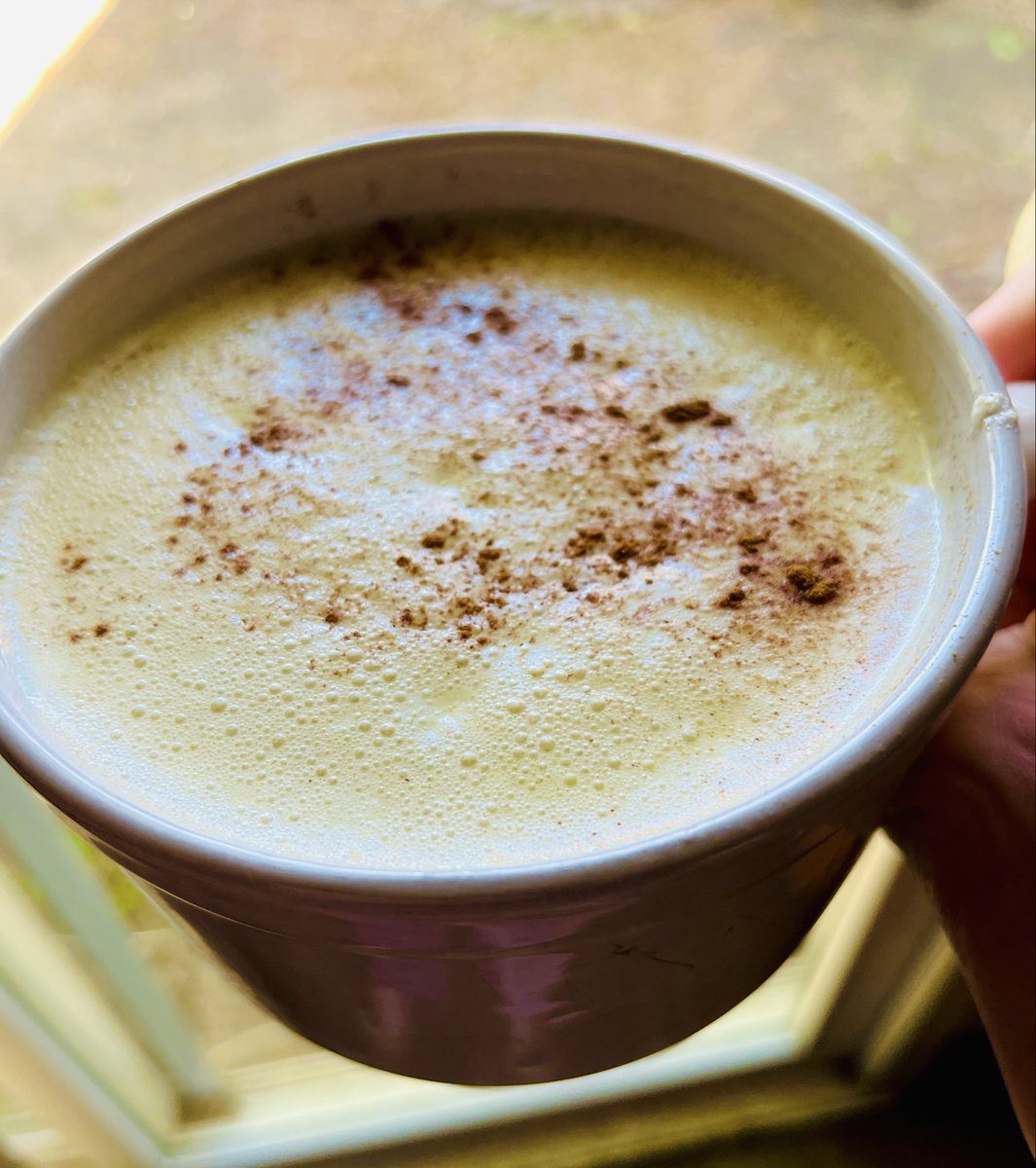 I made a latte this morning instead of just black coffee like usual 😀