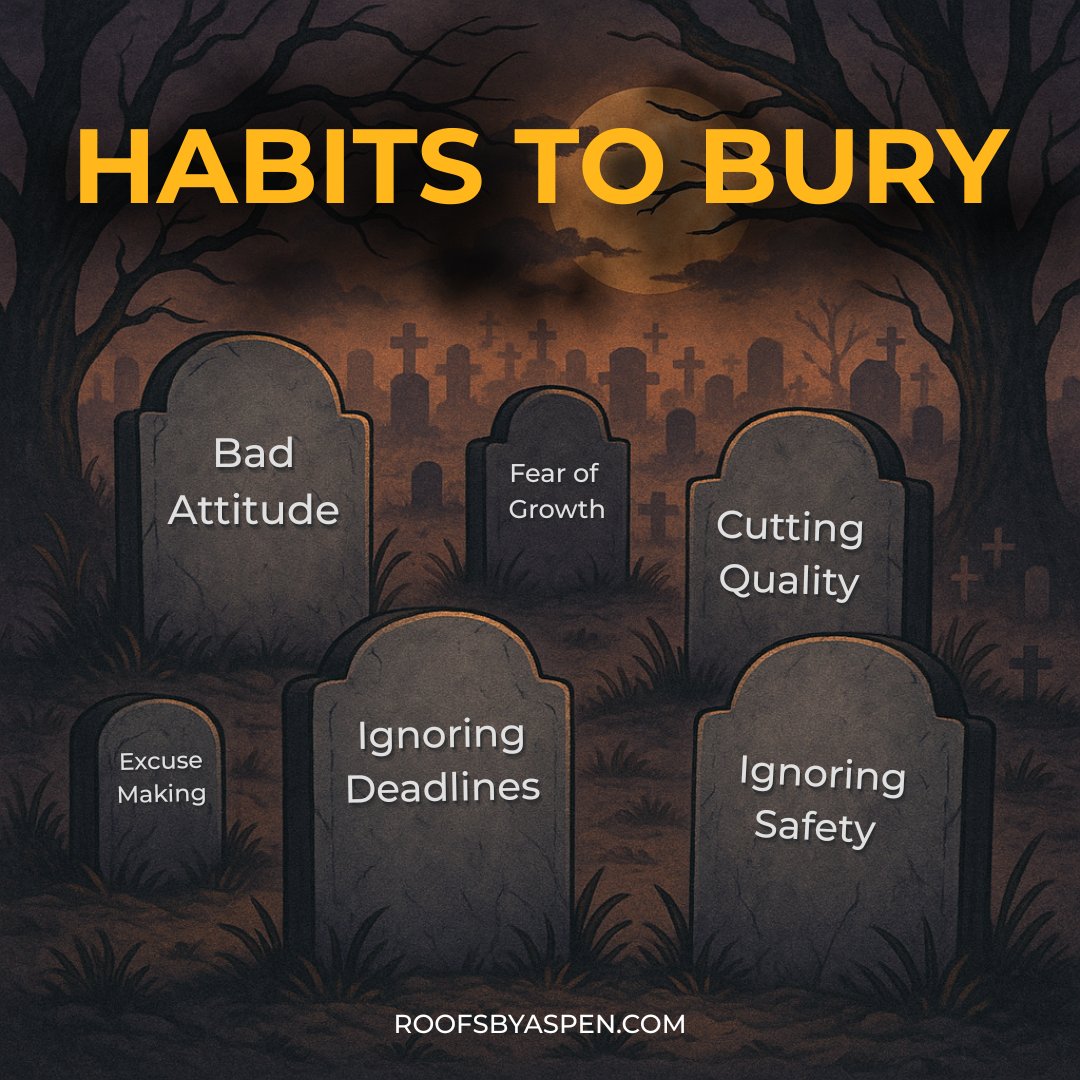 Don’t let bad habits bury your roofing project!

At Aspen Contracting, we value quality, safety, and deadlines—no excuses. Say no to cutting corners, bad attitudes, and ignoring safety. Build strong roofs with us! 🏠 #Roofing #Quality #Safety #AspenContracting
