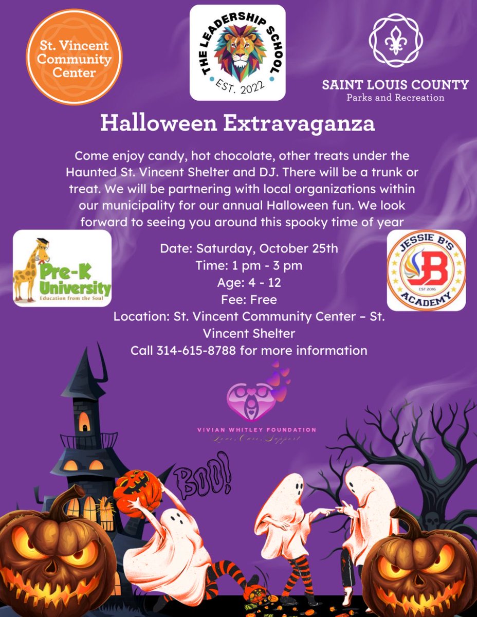 jessiebsacademy's tweet image. 👻 The countdown to Halloween Extravaganza is on! 🎃

Join us on Saturday, October 25th, from 1–3 PM at the St. Vincent Community Center for candy, hot chocolate, trunk-or-treat fun, music, and spooky surprises! 🍬🎶
.
.
#halloweenextravaganza #specialevent #funactivity #stlouis