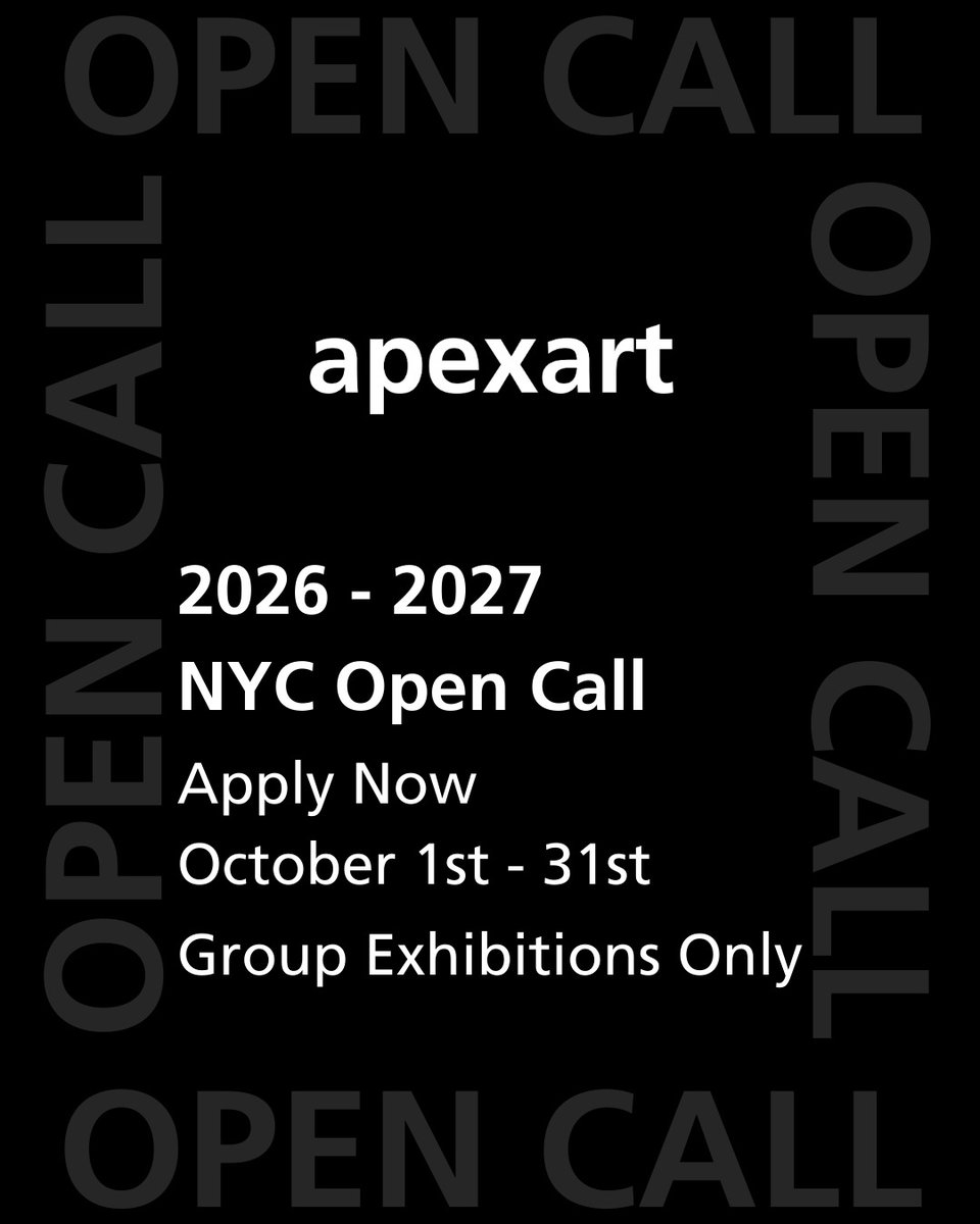 We are accepting exhibition proposals for our NYC Open Call from October 1-31, 2025. Five winning proposals will become apexart exhibitions at our NYC space as part of our 26–27 exhibition season! 

Submit now: apexart.org/nyc/submit-pre…

More info #linkinbio
#artopp #opencall