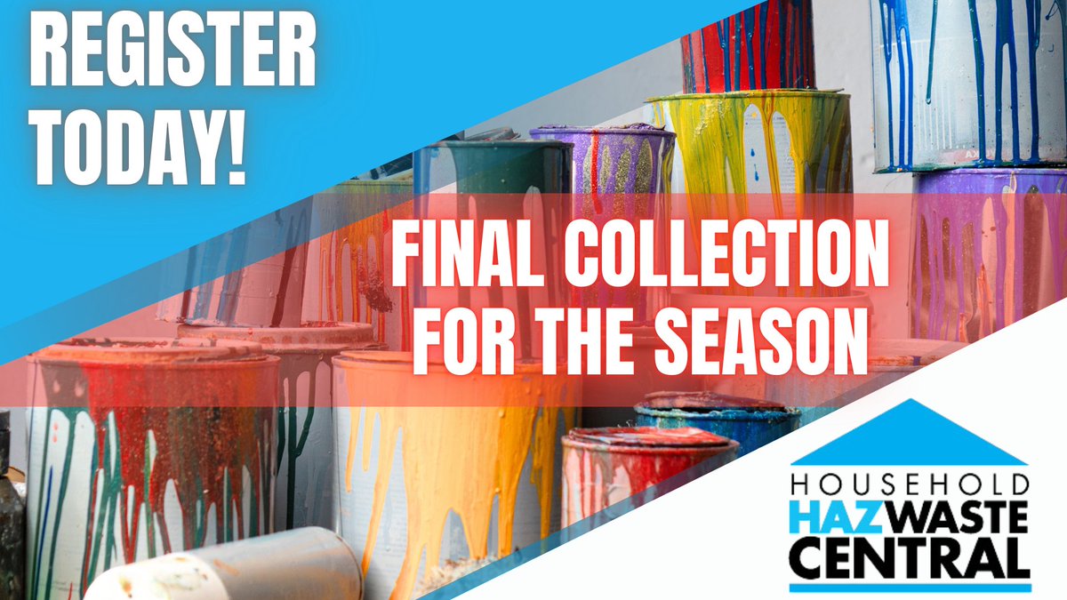 This Saturday is the final HazWaste Central collection of the season.  For more information on the program and a list of participating communities, visit our website here: rwater.com/hazwaste/

To register, click here:
qrco.de/hazwaste